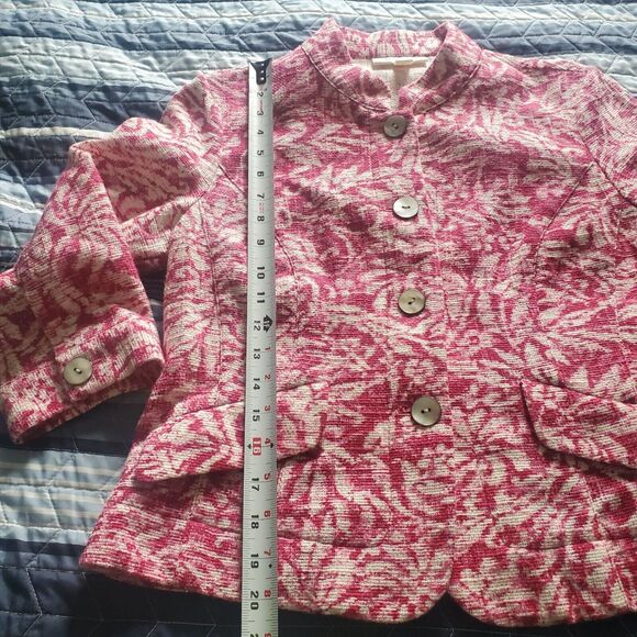 NEW Coldwater Creek Size 8 Petite Textured Pink Floral Button Jacket - Picture 9 of 12